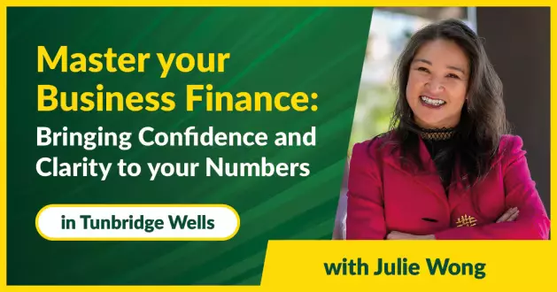 Promotional banner: master your business finance with Julie Wong — Tunbridge Wells.