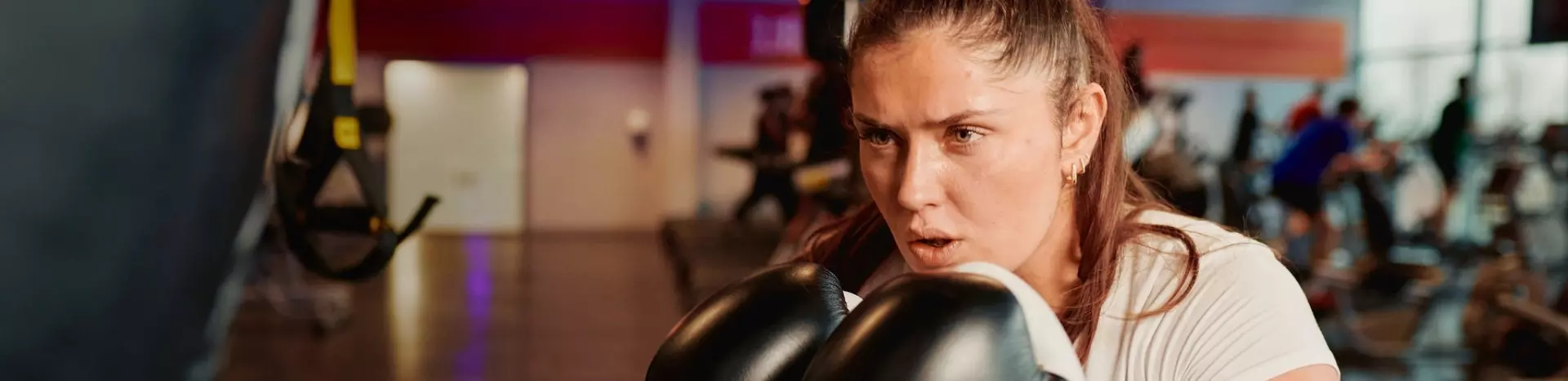 Woman boxing.