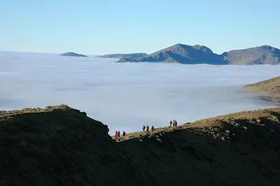 Group of hill walkers on a ridge