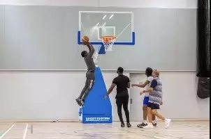Men playing basketball