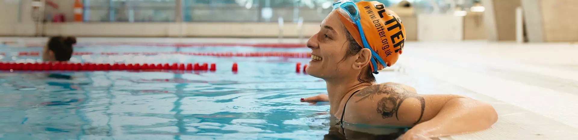 Woman resting in the pool.