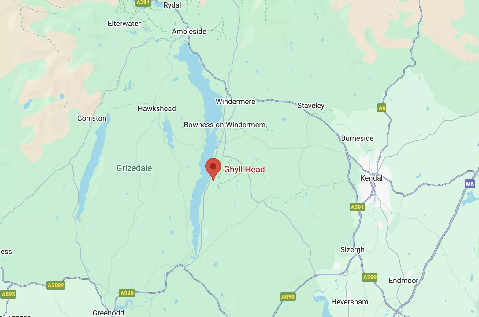 Map showing Ghyll Head location.