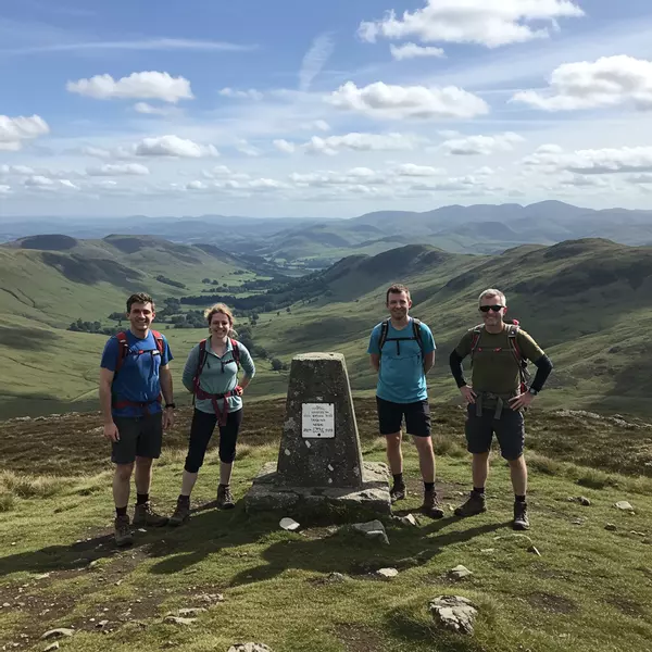 Group at the top of a hill
