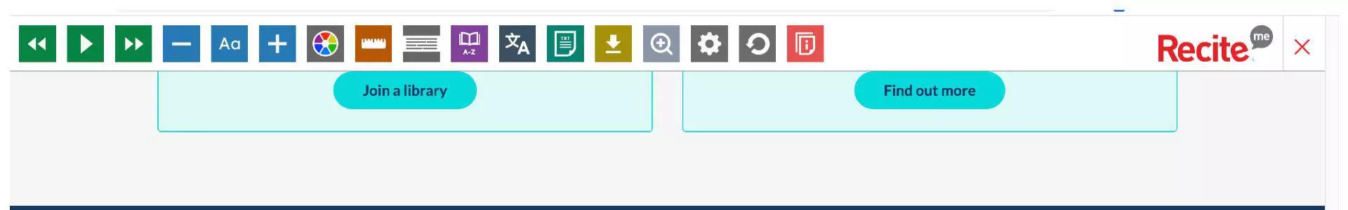 Full accessibility toolbar with Recite logo.
