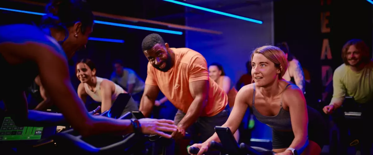 People spinning in a gym